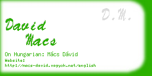 david macs business card