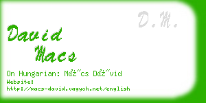 david macs business card